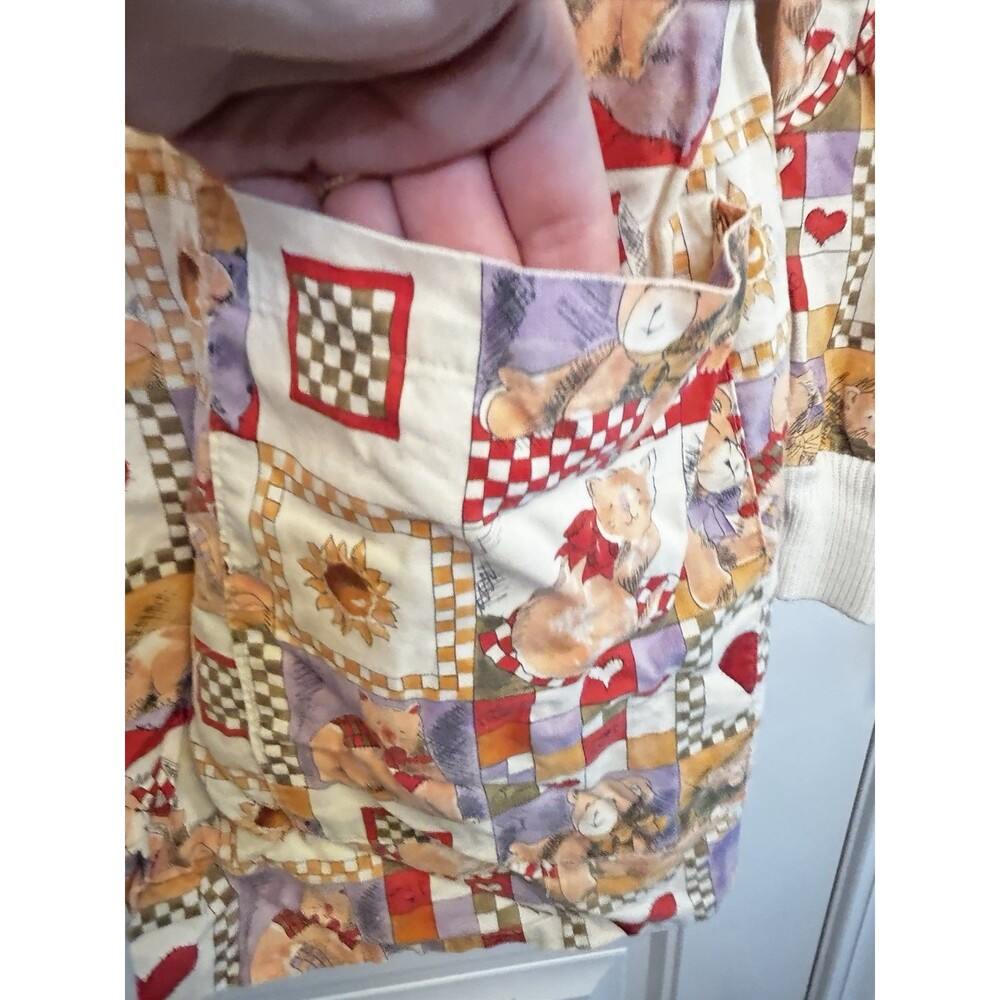 Cotton Scrubs Cat Teddy Heart Patchwork Print Scrub Jacket Estimated Size Large - Picture 6 of 15